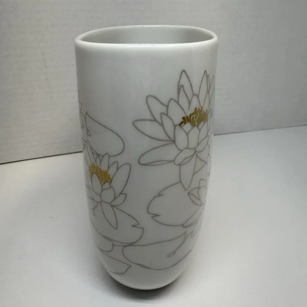 Vintage Rosenthal Studio Linie Germany Porcelain Lily Pad Print Ovoid Shape Vase
